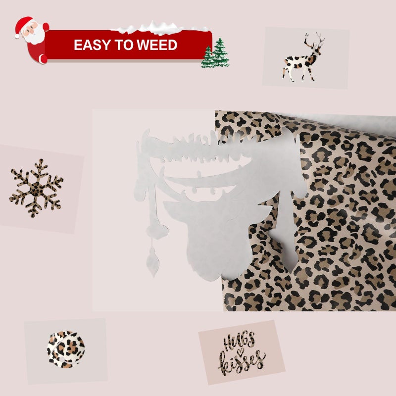 HTVRONT Heat Transfer Vinyl Roll  12in x 8ft Leopard HTV  Light Leopard Iron on Vinyl for Shirt and Christmas Decorations - Image 3
